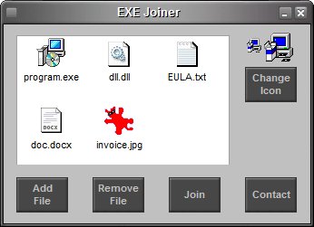 EXE Joiner combines two or more files (exe, dll, ...) into one single executable